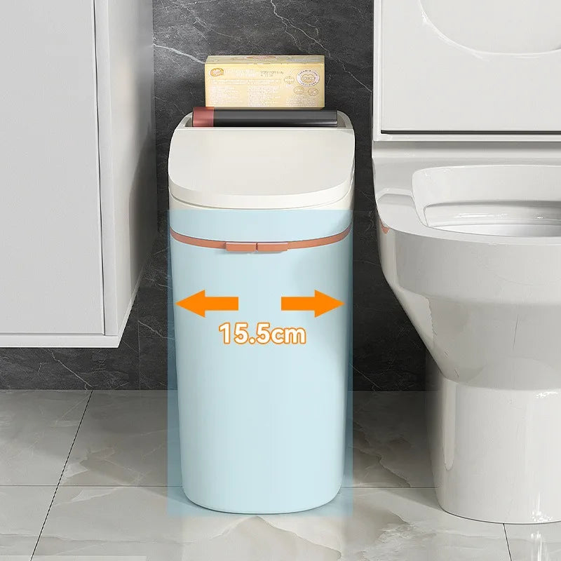 15L Wholesale Automatic Household Toilet Smart Trash Can Light Electric Paper Basket With Cover Sandwiched Toilet Paper Bucket