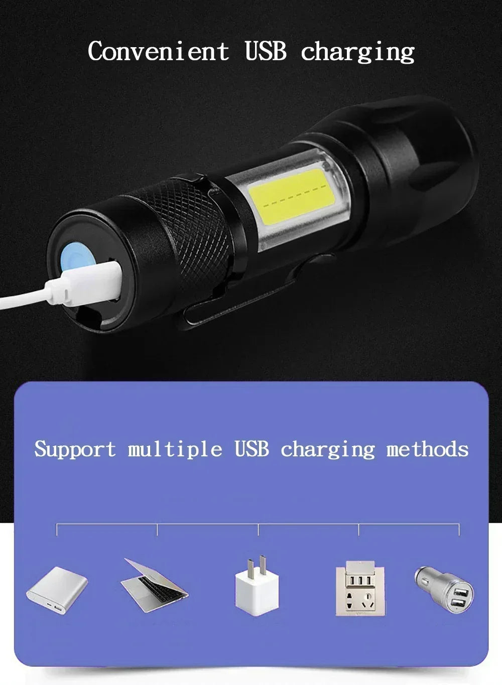 100000LM Super Bright Flashlight Rechargeable LED Torch Long Range Tactical Lamp for Outdoor Waterproof Camping Fishing Lantern