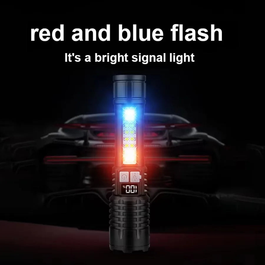 100000LM Super Bright Flashlight Rechargeable LED Torch Long Range Tactical Lamp for Outdoor Waterproof Camping Fishing Lantern