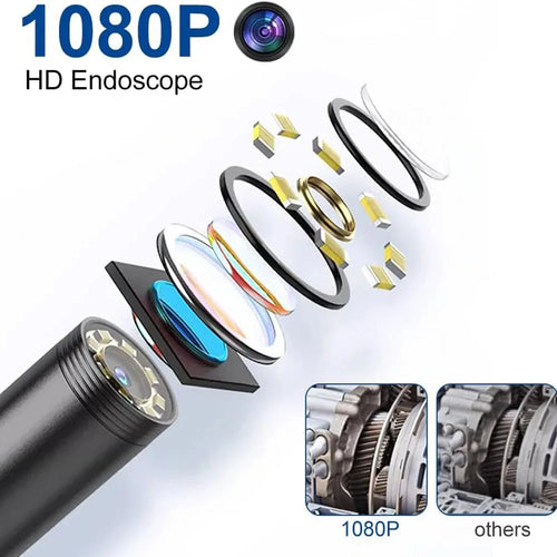1080P Type-C Endoscope Camera 2MP Inspection Camera for Car Pipeline Borescope 5.5mm/8mm Compatible for Android iOS iPhone 15 16